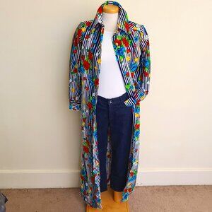 Vintage 60's Spectator Striped Floral Maxi Shirt Dress